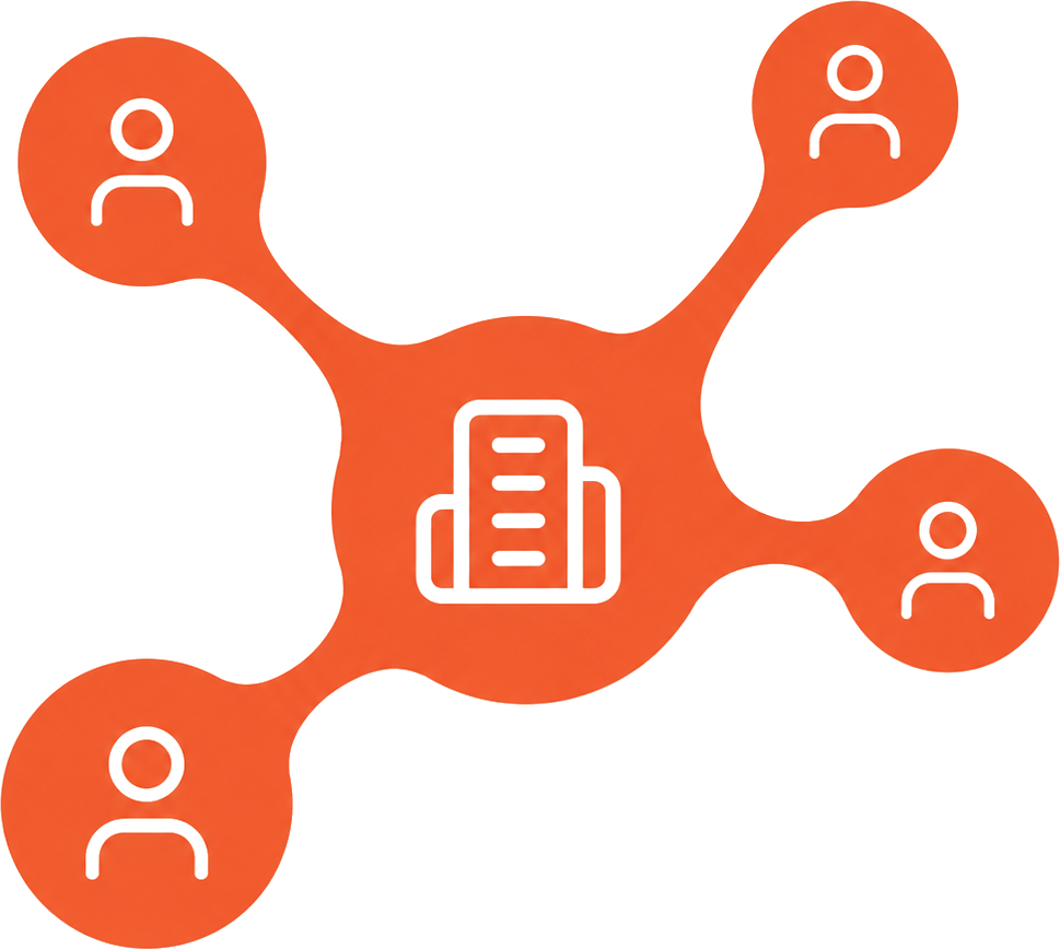 Sparkline network — a startup at the center connected to founders, co-founders, and freelancers